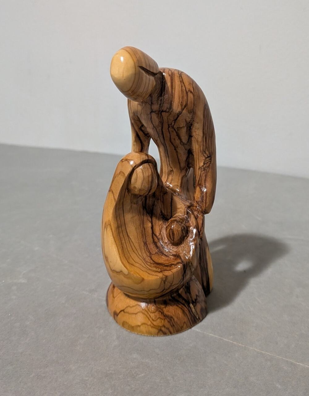 Bethlehem Olive Wood Holy Family Statue 6" Hand Carved Faceless Nativity